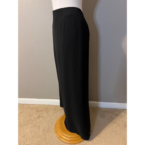 Talbots Long Maxi Skirt 4 Black SILK Back Pleat Classic Flat Front NWT $148 - Picture 4 of 12